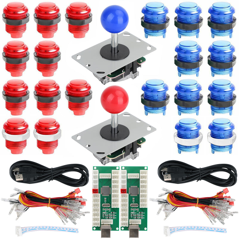 3 Pins Arcade DIY Kits LED 2 LED Encoders + 2 Joystick + 20 LED Arcade Buttons