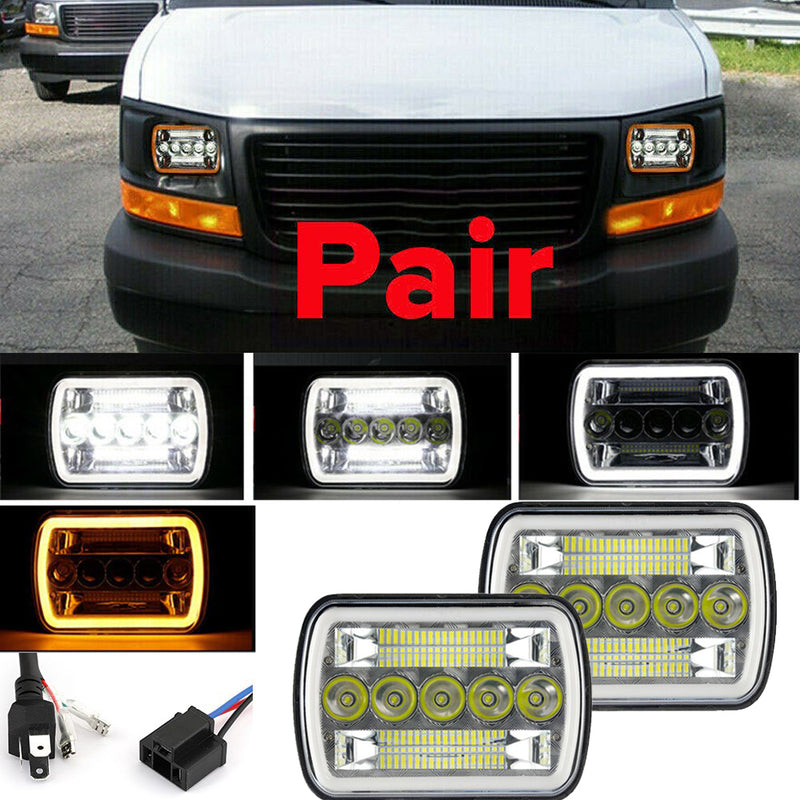 2PCS 7"X6" Csp Led Headlights Three Rows Reflectors 500W 50000Lm For Trucks Generic