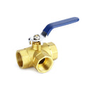 1" Ball Valve Female L Port 600 WOG NPT Brass Ball Valve Threaded Plumbing