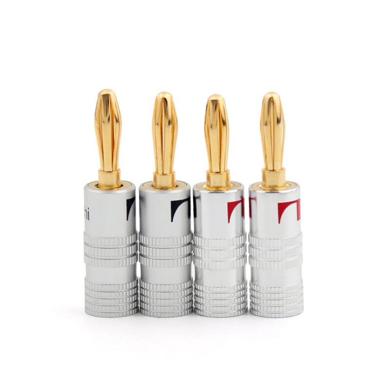 New 4 Pcs Speaker Banana Plug DIY Audio Jack Connector 24K Gold Plated