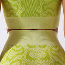 2Pcs Womens Snake Skin Pants Set Lounge Wear Tracksuit Yoga Gym Sport Suit