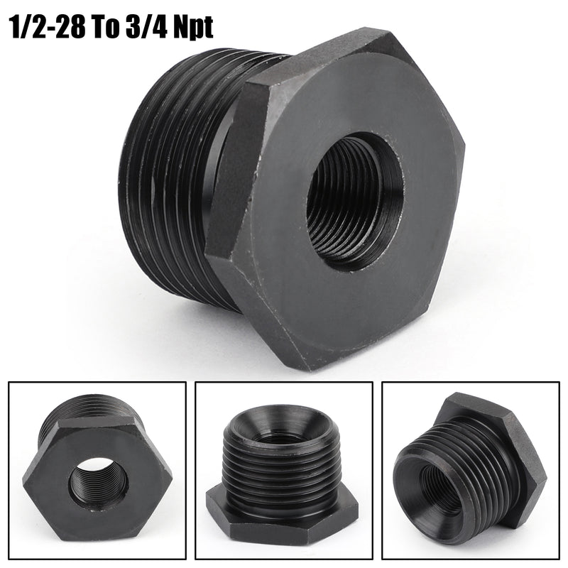 New 1/2-28 To 3/4 NPT Oil Filter Threaded Adapter Stronger Than Aluminum Black