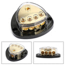 Nickel Plated plastic housing Heat resistant Splitter Distribution Block 0 Ga In 4x4 Ga Out Car Audio AWG 12V Clear Cover for Car Audio Marine