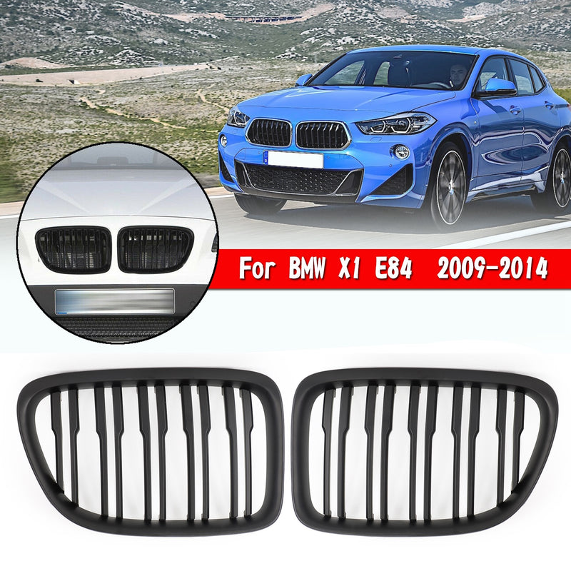 Matt Black Dual Slats Front Hood Kidney Grill Grille Fit BMW X1 E84 2009-14 SUV