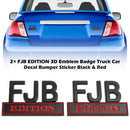 2¡Á FJB EDITION 3D Emblem Badge Truck Car Decal Bumper Sticker Black & Red