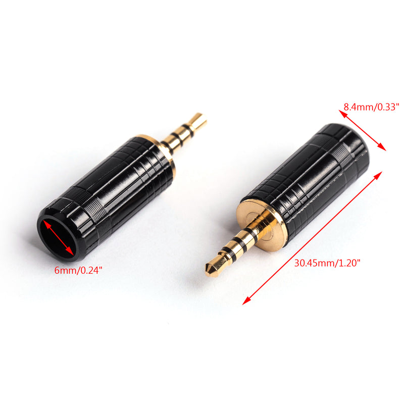 2PCS Mini 2.5mm Stereo 4 Pole Male Plug Audio Connector High Quality Black