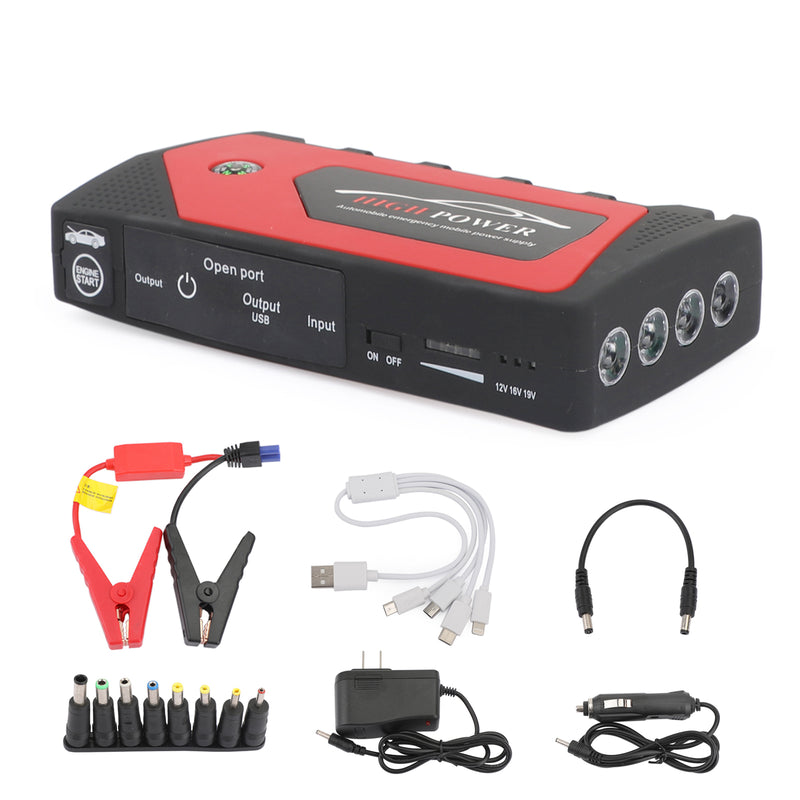 Power Bank Battery Booster Clamp Kits 69800mAh Car Jump Starter Portable 4-USB