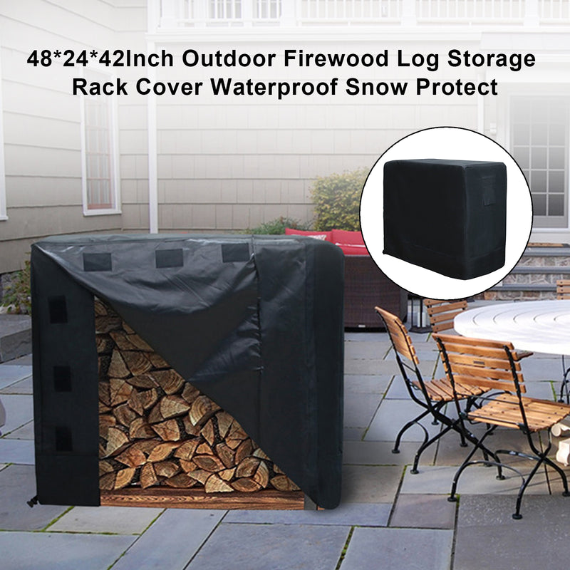 48*24*42Inch Outdoor Firewood Log Storage Rack Cover Waterproof Snow Protect