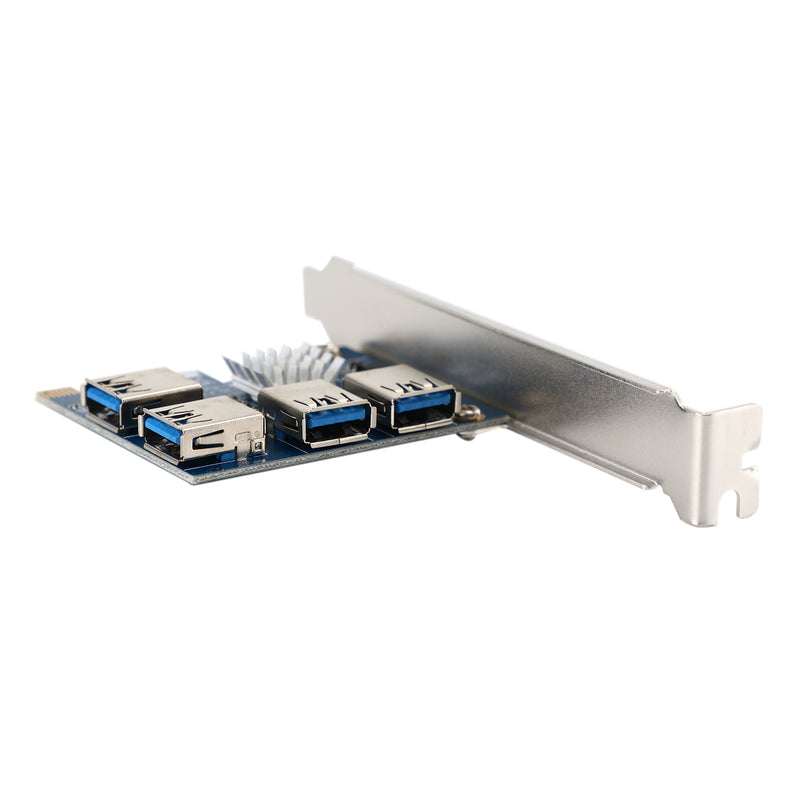 PCIE 1X 1 to 4 Expansion Card USB 3.0 Riser Card Extender Board Mining 4 Slot