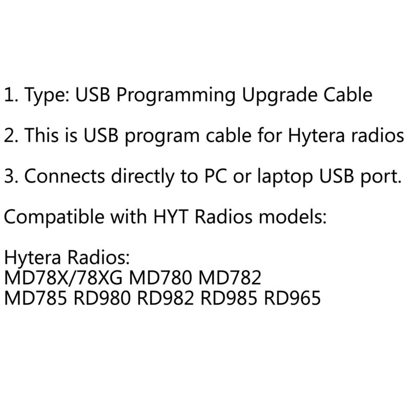 USB Programming Upgrade Cable For Hytera MD650 MD780 RD782 MD782URD982 RD985