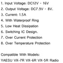 Car Charger Battery Eliminator Adapter For Yaesu VX-7R VX-6R VX-5R Radio