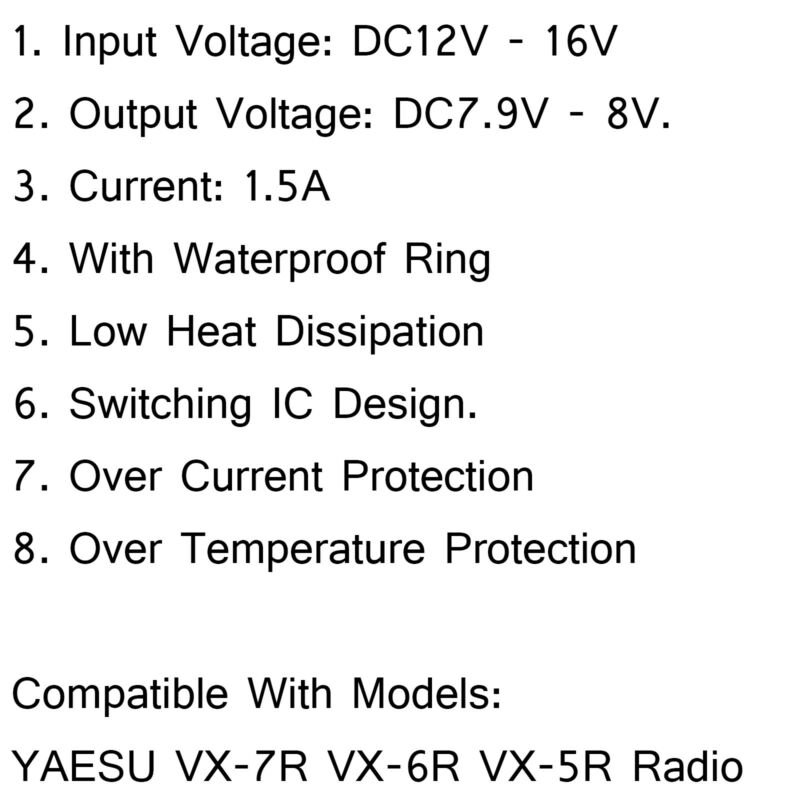 Car Charger Battery Eliminator Adapter For Yaesu VX-7R VX-6R VX-5R Radio