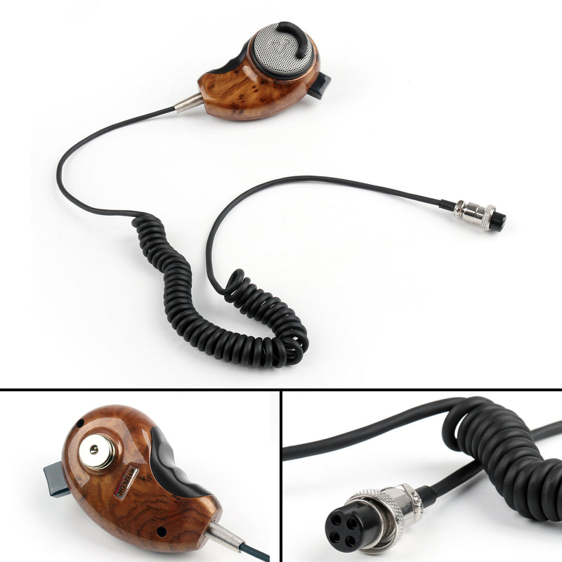 Wood Grain HG-M84W 4 Pin Noise Cancelling CB Microphone For Cobra Uniden