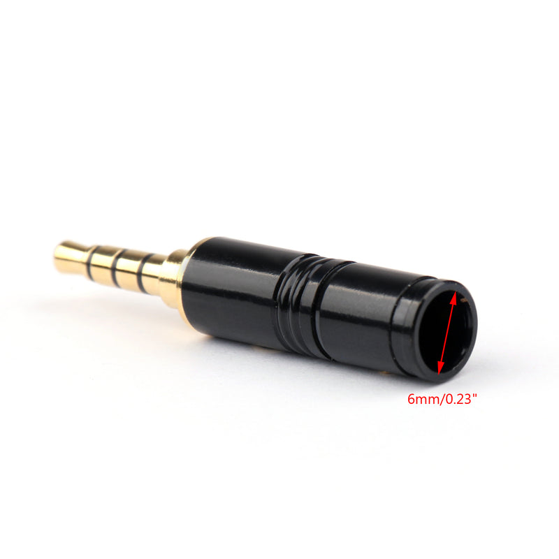 1PCS 3.5mm 4 Pole TRRS Stereo Male Audio Plug Connector For Headphone Black