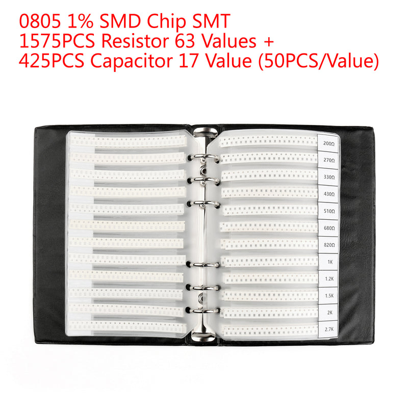 2000PCS 0805 1% SMD Chip SMT Resistor 63 Values + Capacitor 17 Value Sample Book