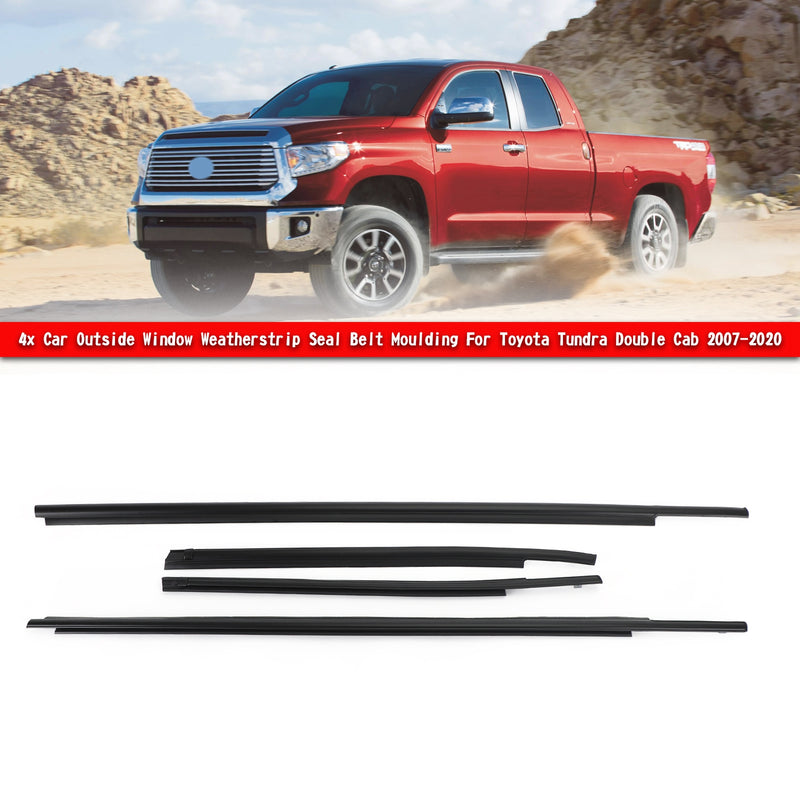 4x Car Window Weatherstrip Seal Belt Moulding For Toyota Tundra Double Cab 07-20 Generic