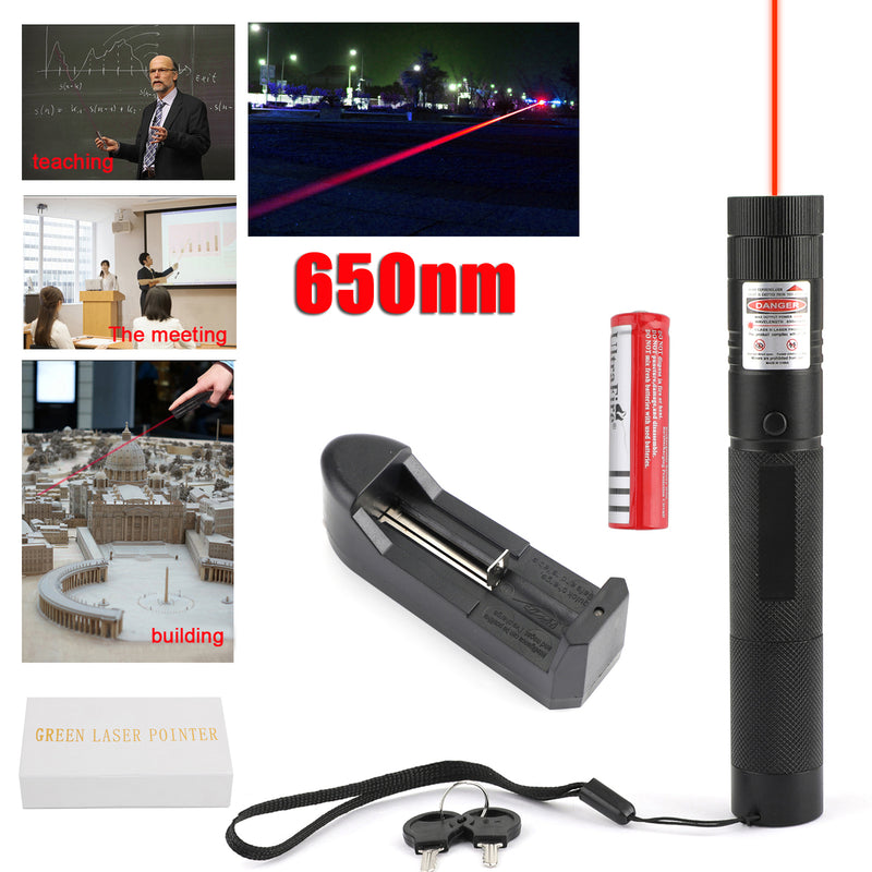 650nm Red Laser Pointer Pen Visible Beam Light Lazer + 18650 + Charger