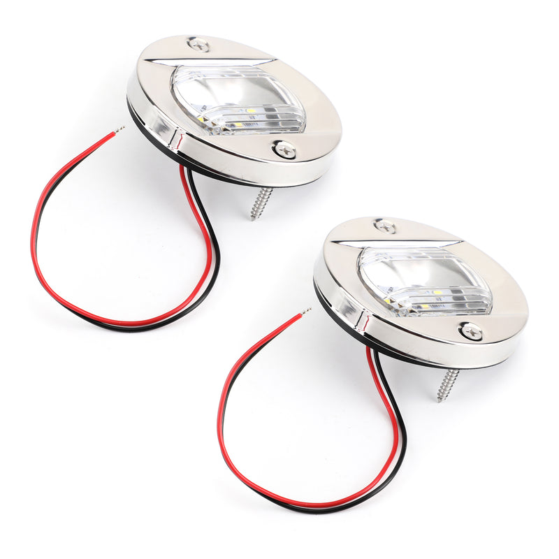 2PCS LED Marine Boat Yacht Transom Chrome Anchor Stern Light Round 2835-SMD 12V