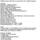 500Mile 532nm 303 Green Laser Pointer Visible Beam Light Lazer Pen+18650+Charger