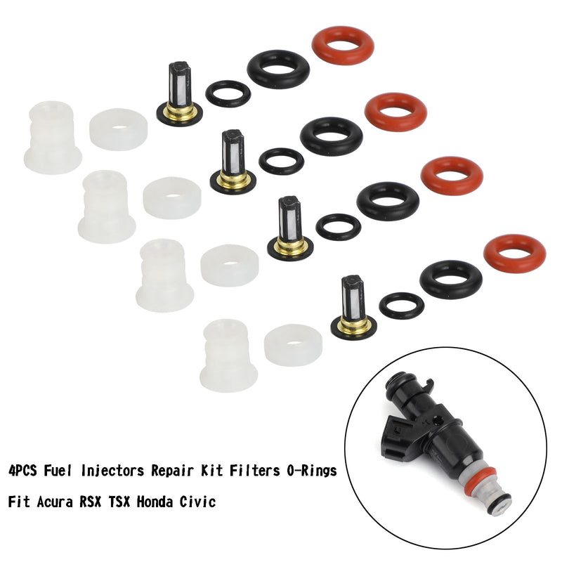 4PCS Fuel Injectors Repair Kit Filters O-Rings Fit Acura RSX TSX Honda Civic Generic