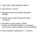 4¡Á Micro USB DC 5V Mini Digital Bluetooth Receiver Audio Amplifier Board 3W+3W
