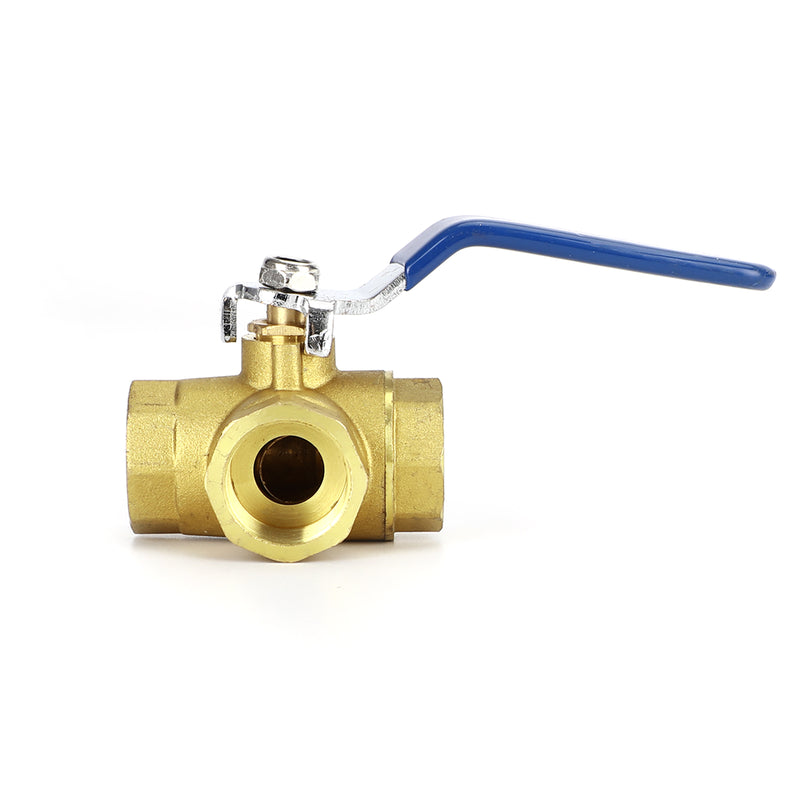 3-Way Ball Valve Female L Port Lever Handle 3/4" NPT Made Of Forged Brass