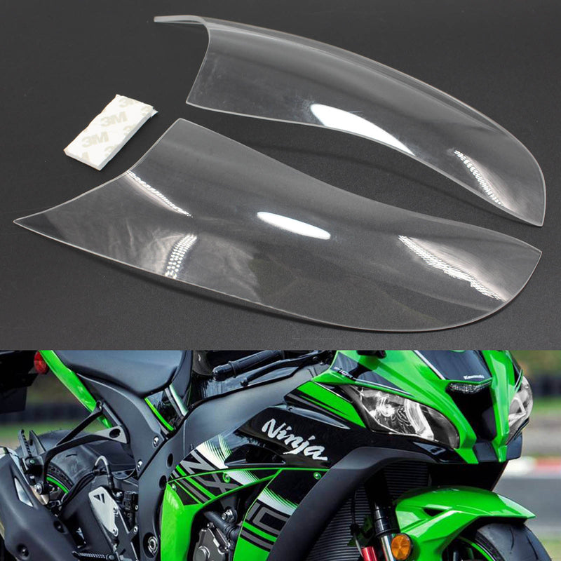 Front Headlight Lens Protection Cover Fit For Kawasaki Zx-10R Zx 10R 16-18 Smoke Generic