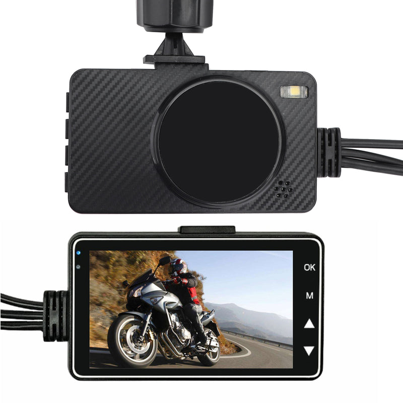 3" 140° Waterproof Dual Action Camera Video Recorder DVR for Motorcycle IP68 Generic