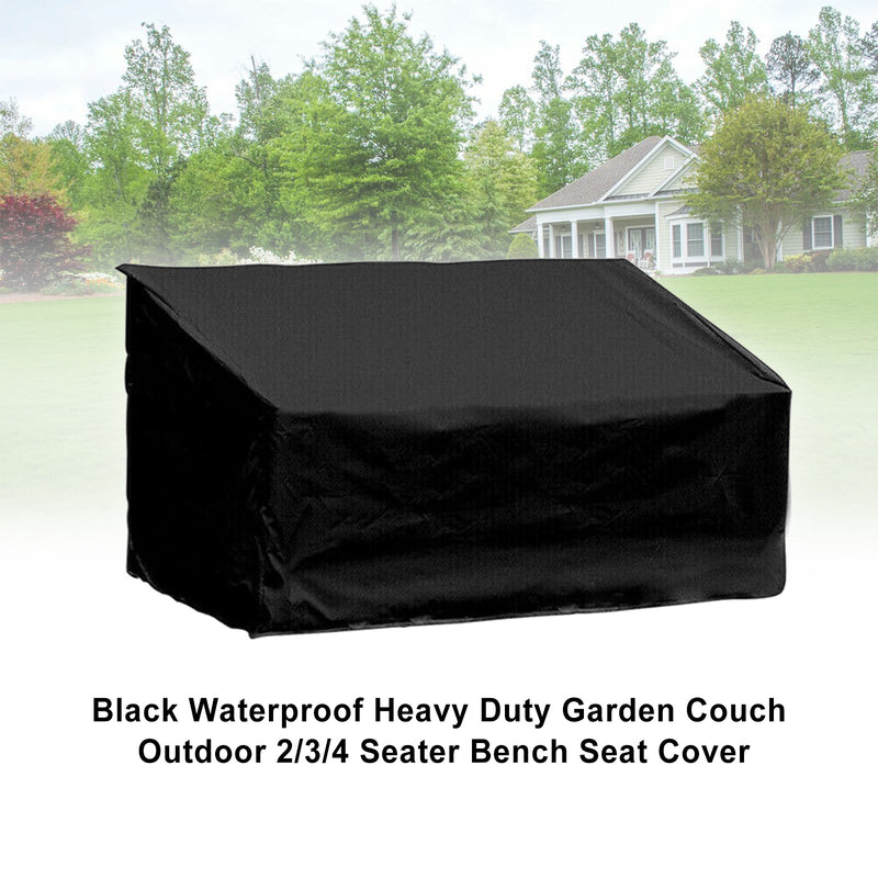 Black Waterproof Heavy Duty Garden Couch Outdoor 2/3/4 Seater Bench Seat Cover