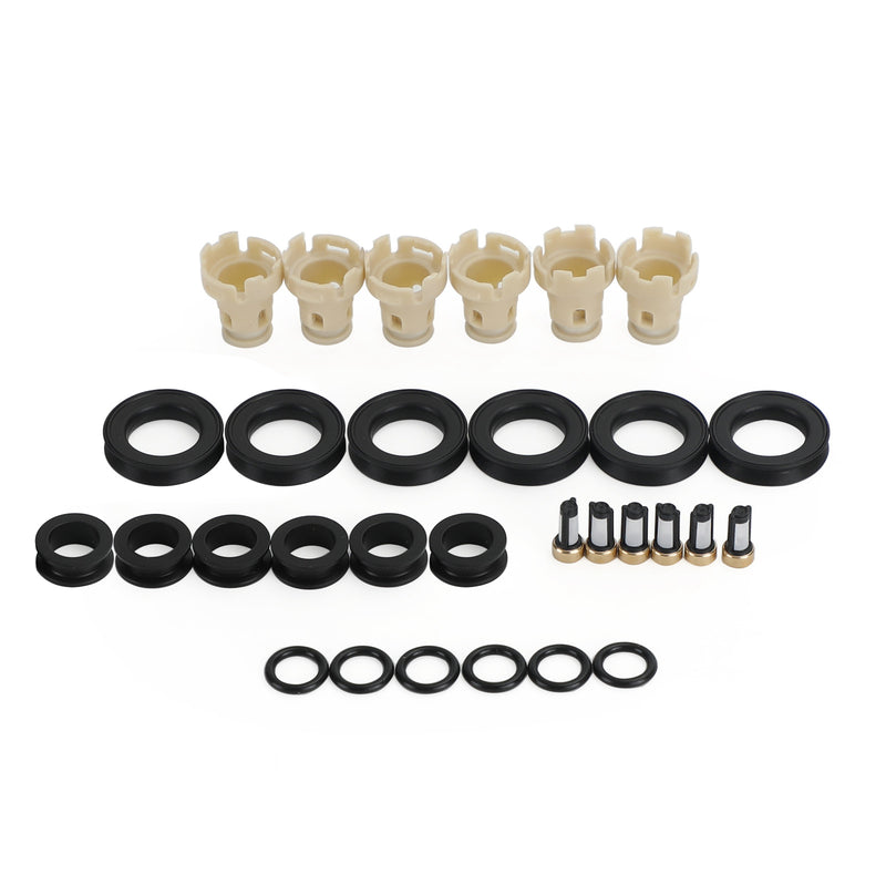 6PCS Fuel Injectors Rebuild kit o-rings Seals Filters Caps Fit Toyota 3.4 5VZFE Generic