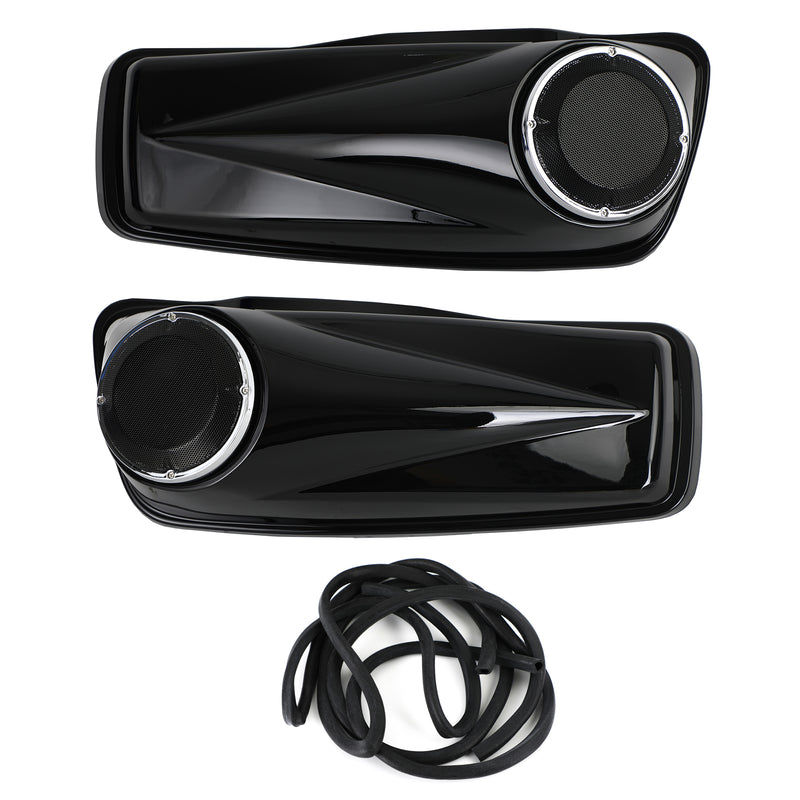 Harley Touring Road King Glide 2014-2021 Black 6.5" Saddlebag Speaker Lids