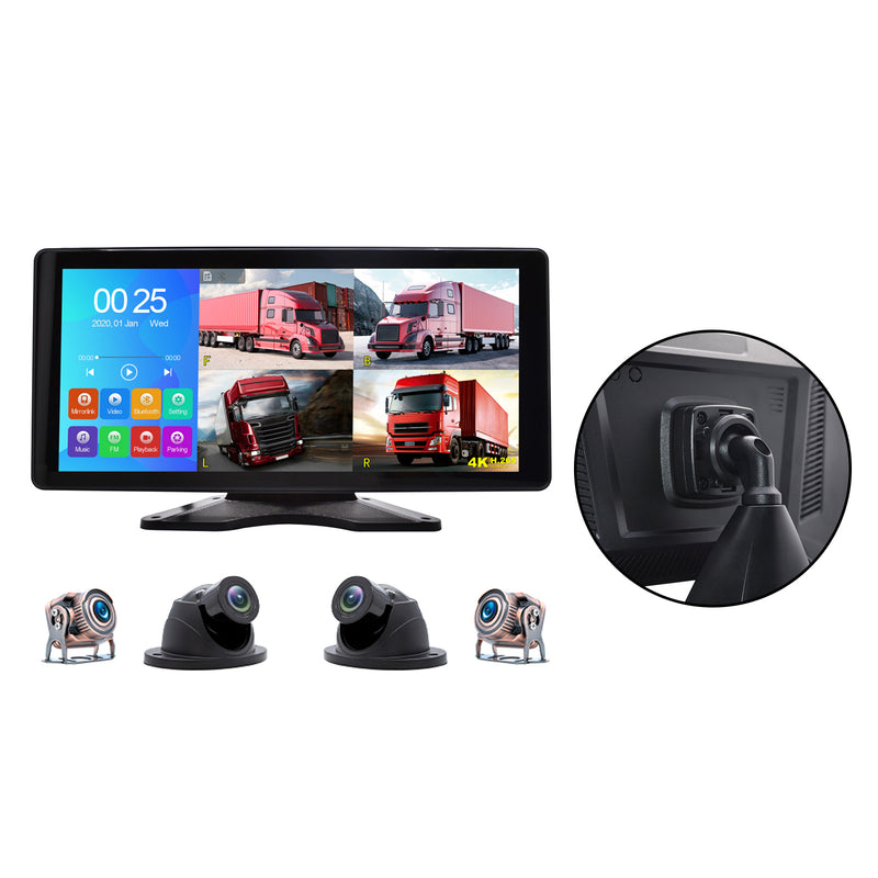 10.36 " Monitor DVR Driving Video Recorder Touch Screen for RV Truck Bus + 4Pcs Rear View Backup Camera Fedex Express