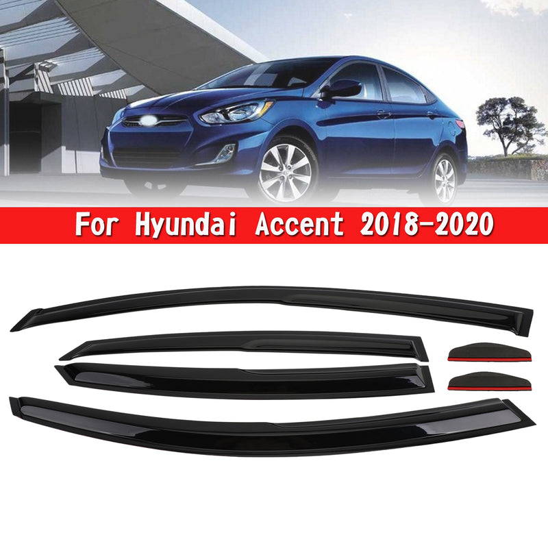 Hyundai Accent 2018-2020 Car Window Sun Rain Guard Visors Kit 6PCS