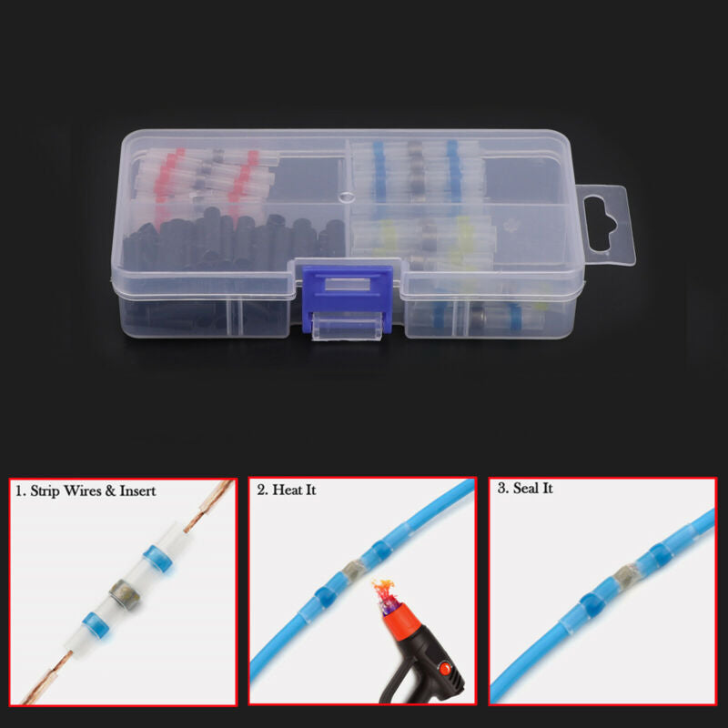 100x Splice Mix Solder Sleeve Waterproof 5 Types Wire Connectors Heat Shrink