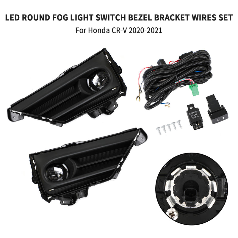 LED Round Fog Light Set Switch Bezel Bracket Wires For Honda CR-V CRV 2020-2021 Generic