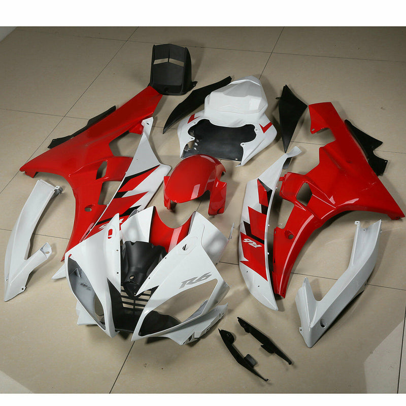 Fairing Set For Yamaha YZF R6 YZF-R6 2006-2007 Red White Generic