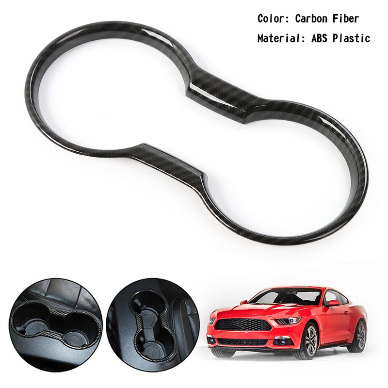 Carbon Fiber Front Water Cup Holder Cover Trim For Mustang 2015+ Generic