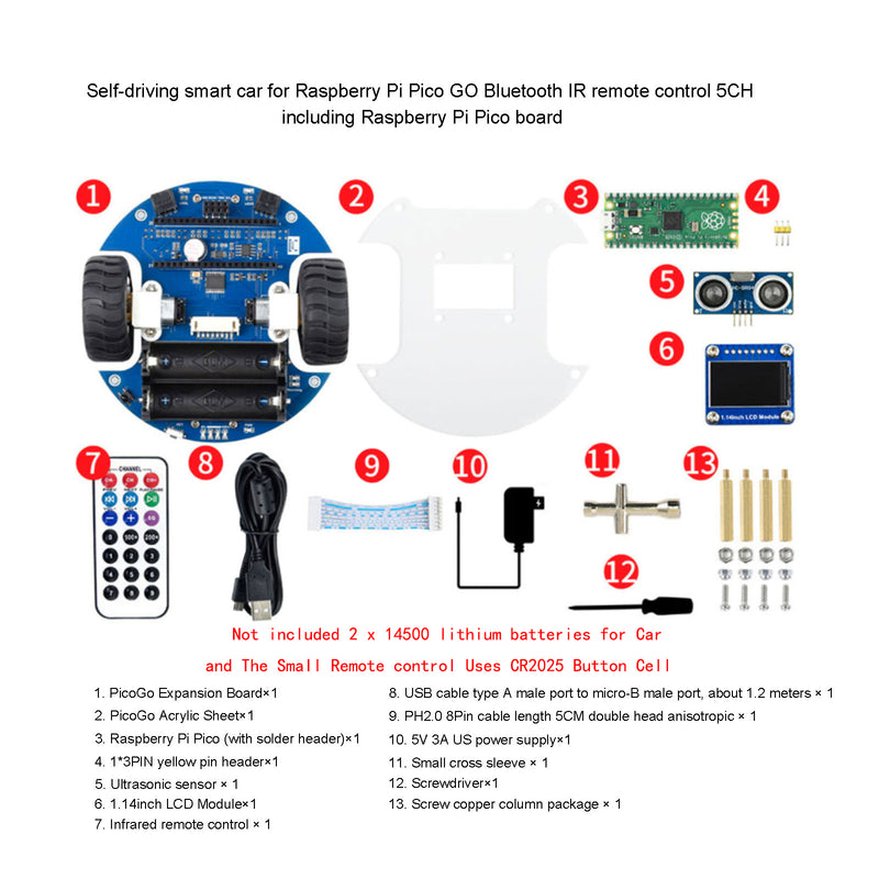 Self-Driving Smart Car 5-way Red Light Detector With Raspberry Pico GO Board