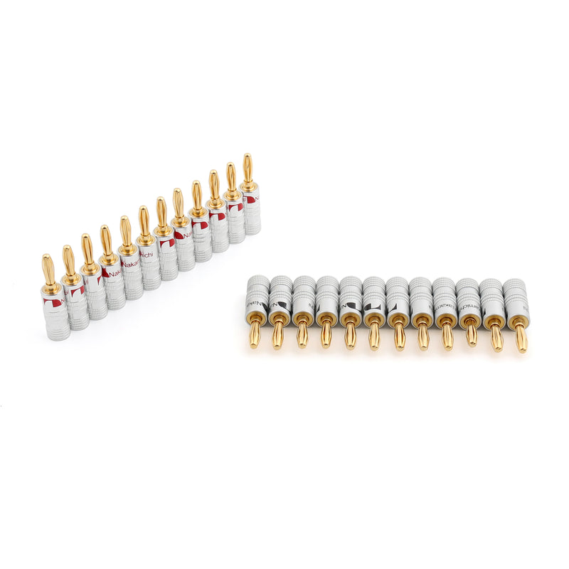 New 24 Pcs 24K Gold  Plated Speaker Banana Plug Audio Jack Connector