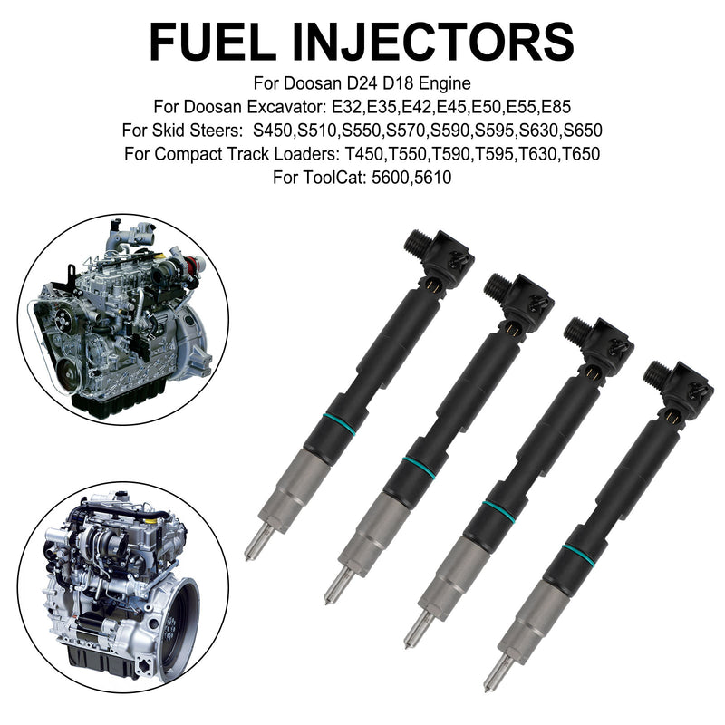 Compact Track Loaders T450,T550,T590,T595,T630,T650 4PCS Fuel Injectors 400903-00074D Generic