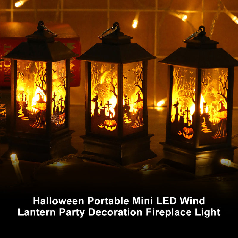 Halloween Portable Mini LED Wind Lantern Party Decoration Fireplace Light