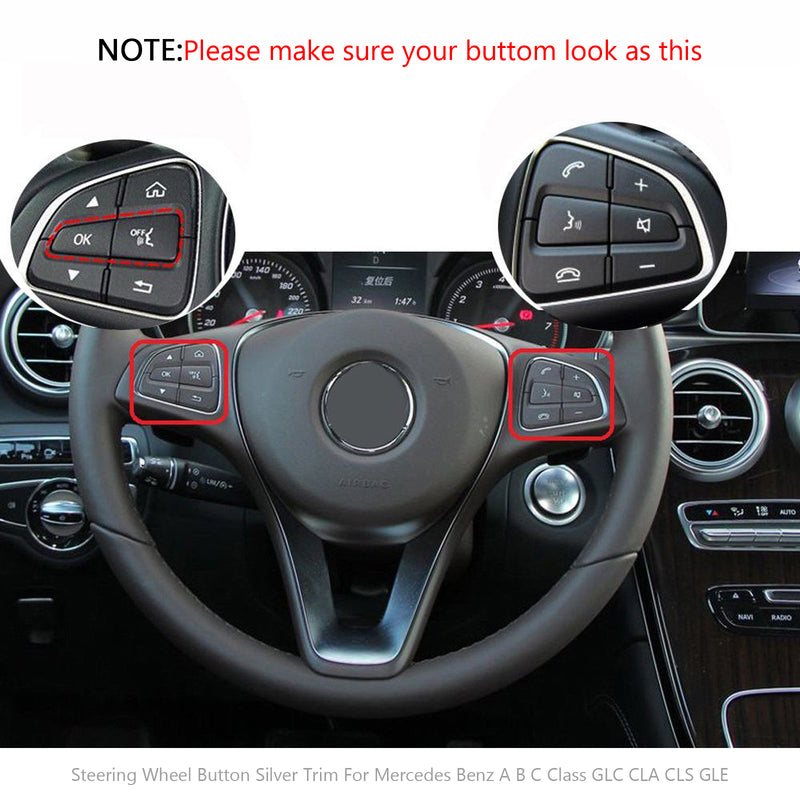 Steering Wheel Button Silver Trim For Mercedes Benz A B C Class GLC CLA CLS GLE Generic