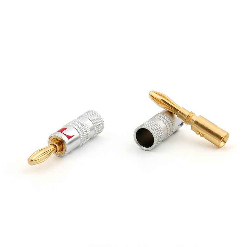 10 Pcs Speaker Banana Plug Audio Jack Connector 24K Gold Plated Red And Black