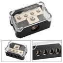 Splitter Heat resistant Nickel Plated Clear Cover plastic housing 2pcs Distribution Block T Type 1x0GA In 4x4GA Out for Car Audio Marine