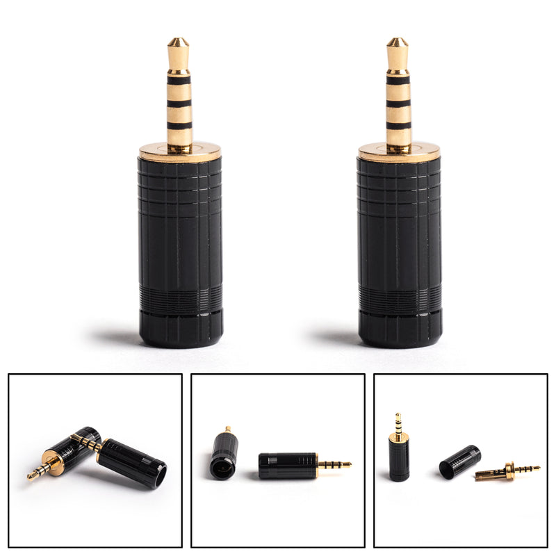 2PCS Mini 2.5mm Stereo 4 Pole Male Plug Audio Connector High Quality Black