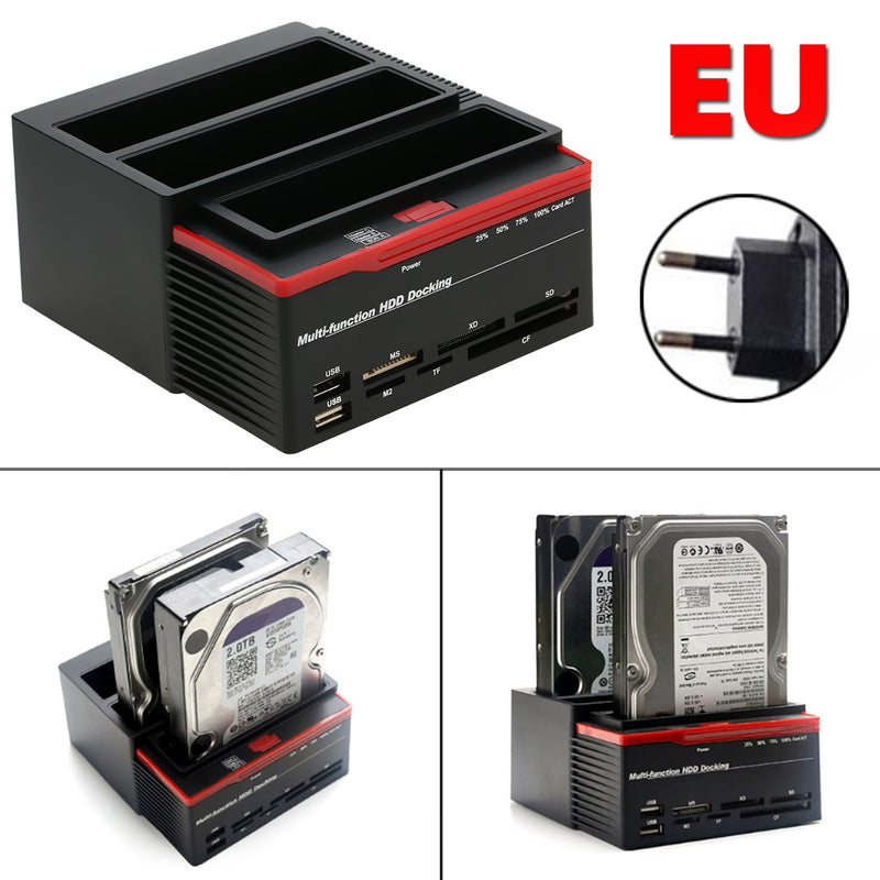 Multifunction 2.5 3.5" HDD Docking Station UKB 3.0 Clone Hard Drive Card EU