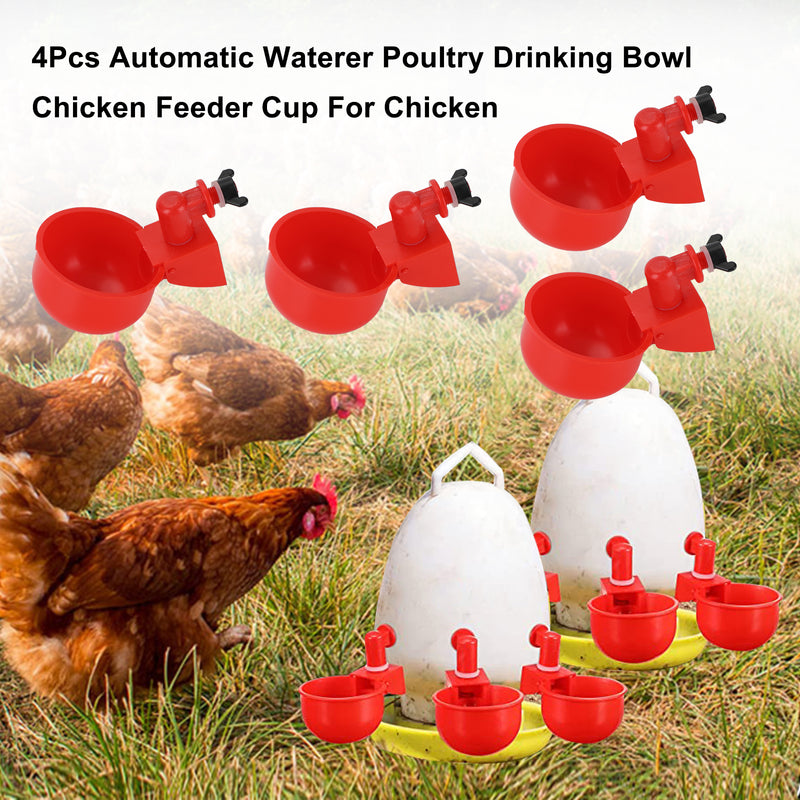 4Pcs Automatic Waterer Poultry Drinking Bowl Chicken Feeder Cup For Chicken