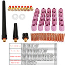 58Pcs Tig Welding Torch Stubby Gas Lens Consumables Cup Kit For Wp-9/20/25