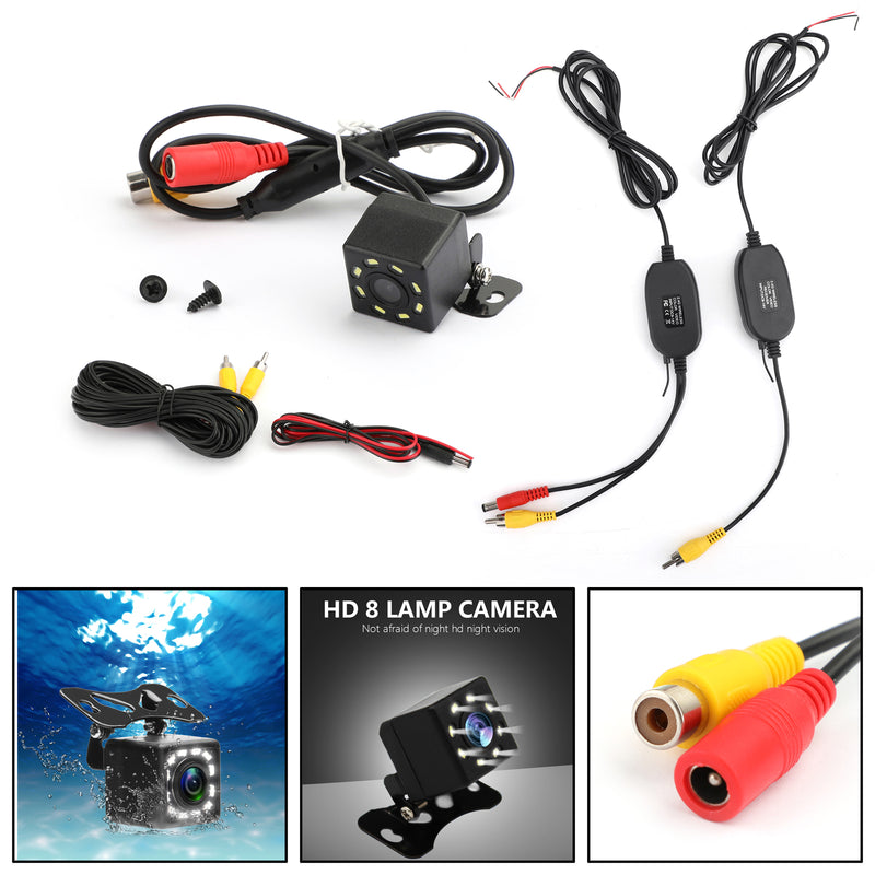 HD Wireless Video Transmitter and Receiver + 8LED HD Backup Camera Car Rear Front Side View 2.4GHz Generic