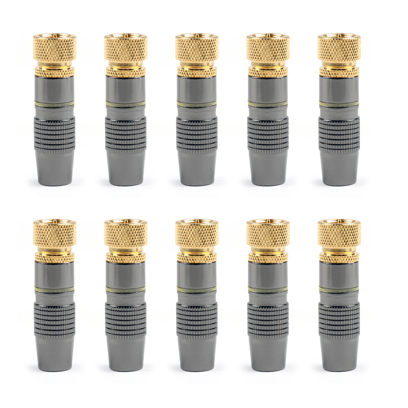 10x F Connector Solder Plug Assembly Male RF Coaxial Cable For TV Satellite Aerial